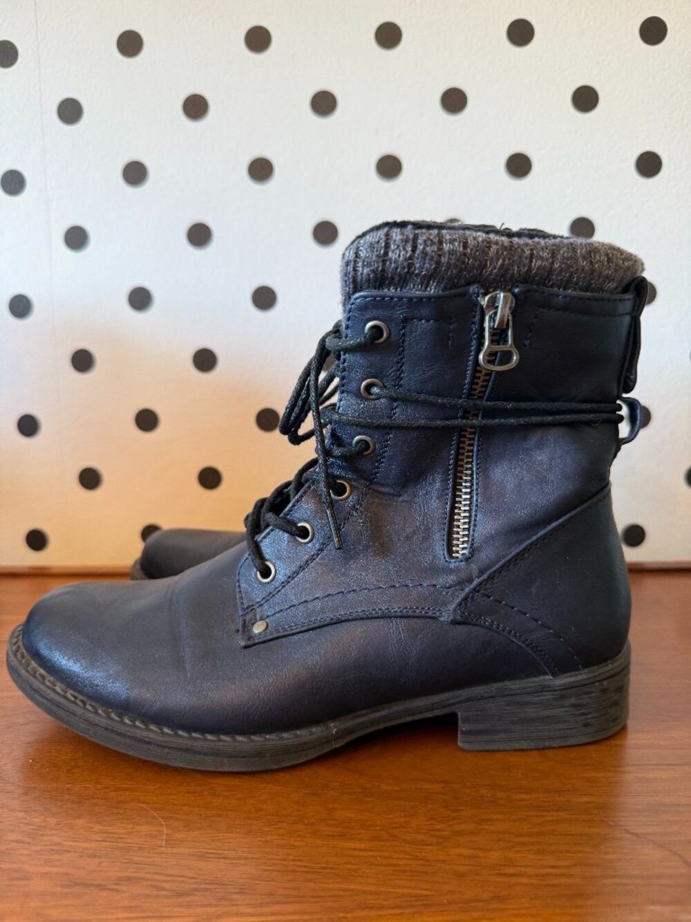 Taxi Navy Blue Lace-Up Boots Combat Ankle Boots Size 37